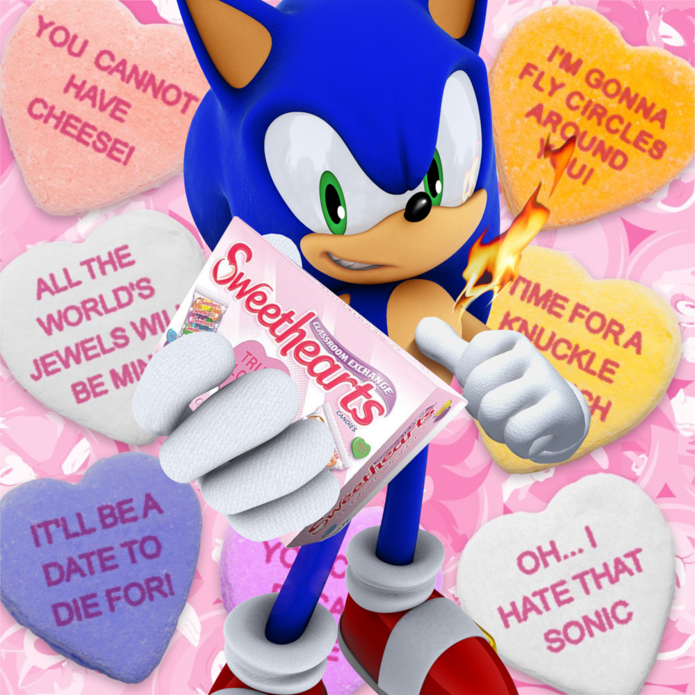 Sonic hands you some classroom exchange sweethearts candies.